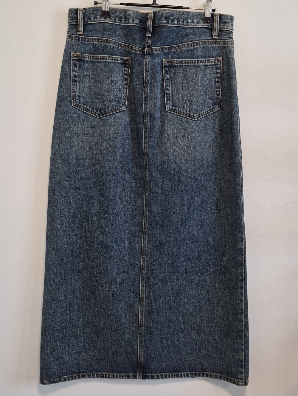 Gap Denim Maxi Skirt Sz 10 Med Wash Blue Long Jean Skirt Front Slit Boho Western - Picture 5 of 9